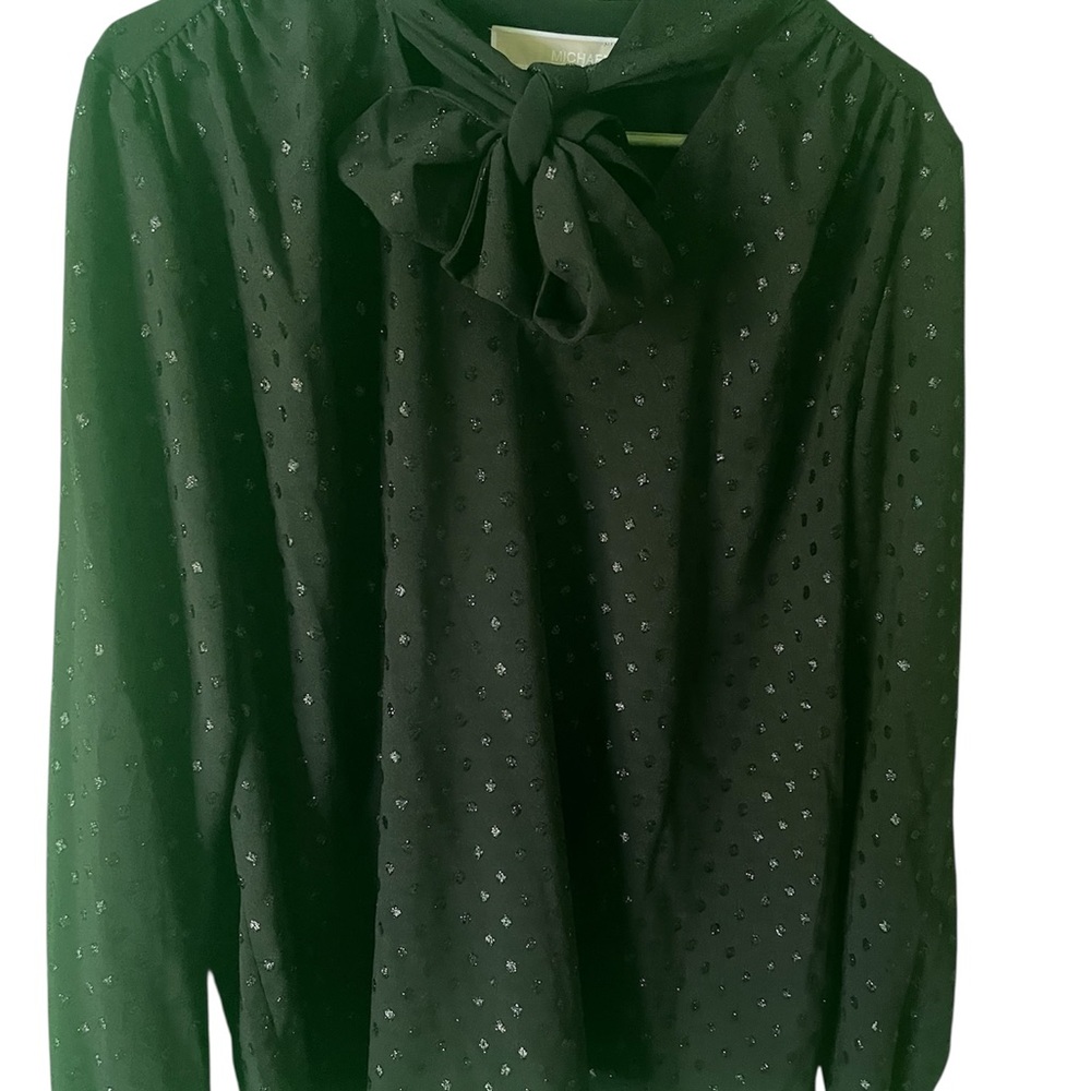 Michael Kors Black Blouse with Textured Bow